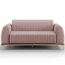 Ver imagem 3 de Sofá 3 Lugares para Sala de Estar Molino 180 Cm D02 Pés D'ouro Veludo Rosê C-305 - Lyam Decor