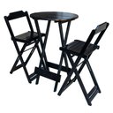 Ver imagem 1 de Jogo De Mesa Bistrô Dobrável Em Madeira Padrão Com 2 Banquetas Altas - Preto - Preto