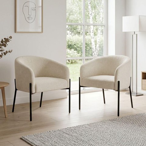 Poltrona Decorativa Kit 2 Arielle Boucle Confortável Bege D'Rossi