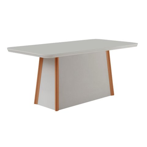 Mesa de Jantar Diane 180cm Tampo Mdf e Vidro Canto Copo Moderna Mobília