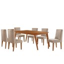Ver imagem 2 de Mesa de Jantar Copper 180cm Tampo Mdf com 6 Cadeiras Moderna Veludo Creme/naturalle/naturalle