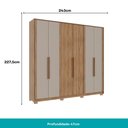 Ver imagem 6 de Guarda Roupa Casal 6 Portas 4 Gavetas Mônaco Carraro Freijó C/ Avelã