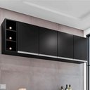 Ver imagem 1 de Armário Aéreo Apex 160cm 4 Portas MDP-BP Preto Gran Belo