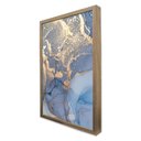 Ver imagem 4 de Quadro Decorativo Abstrato Mármore Azul Perolado em Moldura Caixa Tacolado Moldura Trad 1cm Branca C