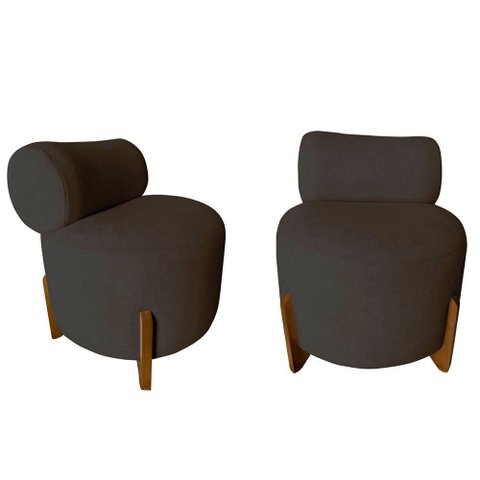 Kit 2 Poltronas Decorativa Mônaco Suede Marrom
