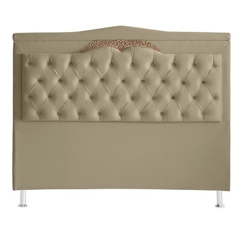 Cabeceira de Cama Box Helena Casal 140 Cm Capitonê Retro Botão Encapados Suede Bege Eli Móveis