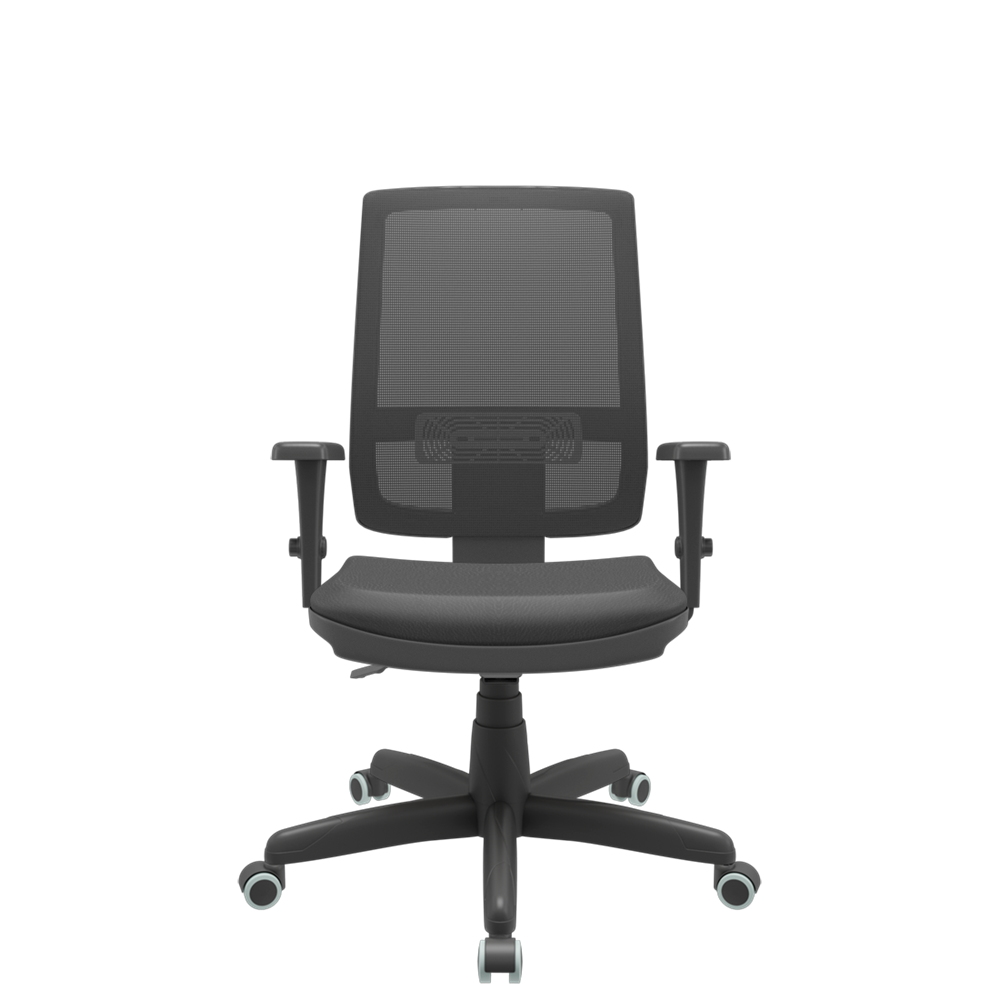 Cadeira de Escritório Presidente Brizza braços 3D - Plaxmetal (Preto Couro Ecológico) - 1