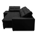 Ver imagem 3 de Sofá de Canto Retrátil e Reclinável com Molas 3,00x2,00 Esq Virginia Suede Preto Adonai