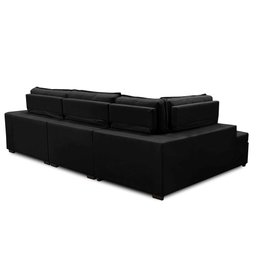 Sofá de Canto Retrátil e Reclinável com Molas 3,00x2,00 Esq Virginia Suede Preto Adonai - 4
