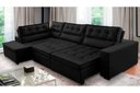 Ver imagem 1 de Sofá de Canto Retrátil e Reclinável com Molas 3,00x2,00 Esq Virginia Suede Preto Adonai