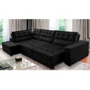 Ver imagem 1 de Sofá de Canto Retrátil e Reclinável com Molas 3,00x2,00 Esq Virginia Suede Preto Adonai