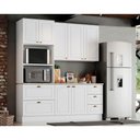Ver imagem 1 de Kit de Cozinha Modulada 4 Peças Americana (1 Aéreo. 1 Balcão, 1 Paneleiro, 1 Complemento) Branco