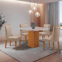 Ver imagem 1 de Mesa de Jantar Eloise 90 cm Tampo MDF Vidro Canto Copo com 4 Cadeiras Carolina
