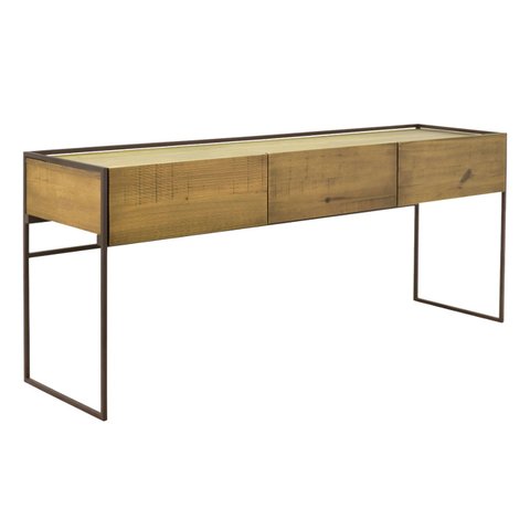 Aparador Lumber Base Metal - Castanho Oregon - Datelli Design