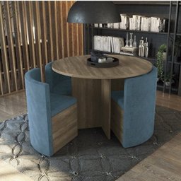 Conjunto Sala de Jantar Mesa Redonda 4 Cadeiras Estofadas Kappesberg - 1