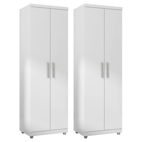 Kit 2 Armários Organizador Multiuso Sabrina 2 Portas e 6 Nichos Branco - Desk Design