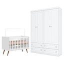 Ver imagem 1 de Berço Americano Q Encanto 3820 Retrô Branco Acetinado - Qmovi e Guarda Roupa Infantil Americano 4 Po