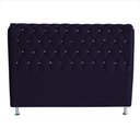 Ver imagem 2 de Cabeceira de Cama Box Londres Casal Queen 160 Cm Suede Botão de Strass Azul Marinho Ec Móveis