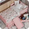 Mini Cama Infantil Montessoriana com Baú Bella + Colchão:rosa - 4