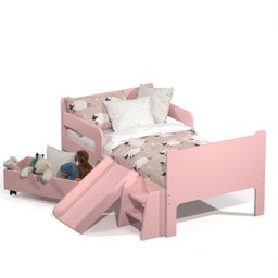 Mini Cama Infantil Montessoriana com Baú Bella + Colchão:rosa - 3