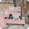 Mini Cama Infantil Montessoriana com Baú Bella + Colchão:rosa - 5