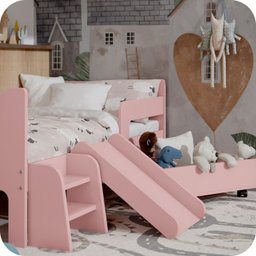 Mini Cama Infantil Montessoriana com Baú Bella + Colchão:rosa - 6