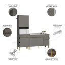 Ver imagem 3 de Paneleiro e Balcão Gabinete com Pia 120cm Lina K02 Gris - Mpozenato