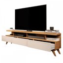 Ver imagem 3 de Rack para TV Até 72 Polegadas Vivare Wood 3 Gavetas Nature/Off White - Giga Móveis