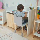 Ver imagem 3 de Escrivaninha Infantil Bancada Organizadora P - Urso Kit Livro Educativo em Madeira - Cinza