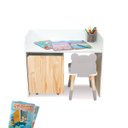 Ver imagem 2 de Escrivaninha Infantil Bancada Organizadora P - Urso Kit Livro Educativo em Madeira - Cinza