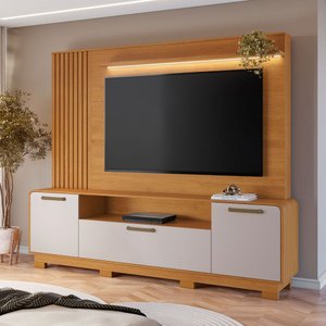 Estante para Tv até 65 Polegadas Apego Candian 3 Portas com Led Cinamomo/off White - Jcm Móveis