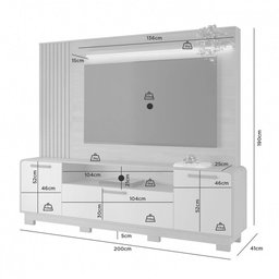 Estante para Tv até 65 Polegadas Apego Candian 3 Portas com Led Cinamomo/off White - Jcm Móveis - 4