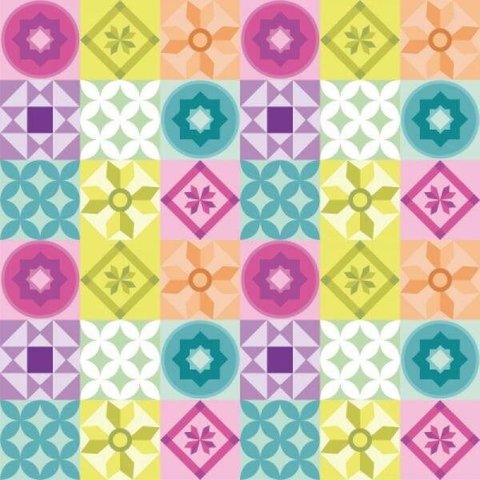 Papel de Parede Kids Azulejo Geométrico Vivo