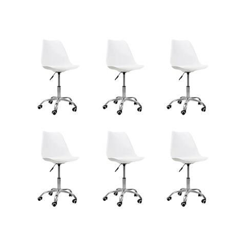 Cadeira Office Base Cromada Oficial com Rodízio Giratória Saarinen - Branco - 6