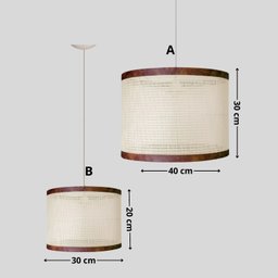 Luminária Teto Conjunto 2 Pendente Ravena Rústico Palha Indiana Ratan Fio Preto 150cm 110v/220v - 4