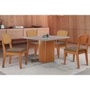 Ver imagem 1 de Conjunto: Mesa Sala Jantar Maldivas Tampo c/ Vidro Curvo 90cm+4 Cadeiras Havana Naturale/Off White
