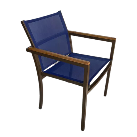Cadeira Amélia Tela Sling Azul para Piscina Jardim Jantar