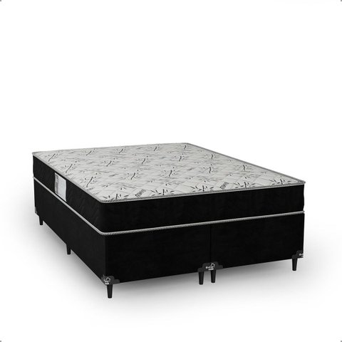 Cama Box Casal Bipartido + Colchão D33 One Face - 56x138x188cm - e-Shop Casa - Suede