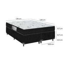 Cama Box Casal Bipartido + Colchão D33 One Face - 56x138x188cm - E-shop Casa - Suede - 3