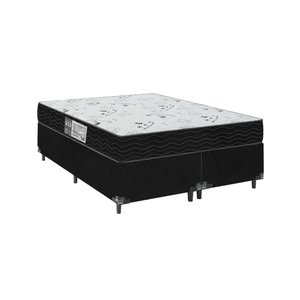 Cama Box Casal Bipartido + Colchão D33 One Face - 56x138x188cm - E-shop Casa - Suede