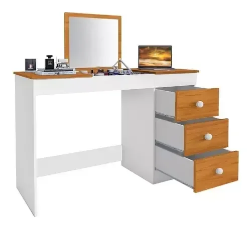 Escrivaninha Penteadeira com Espelho e Gaveta para Maquiagem 100% Mdf - 5