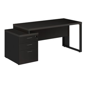 Mesa de Escritório Executiva Diretor Dinâmica Pé Quadro com Gaveteiro Pedestal de 3 Gavetas - Euro C