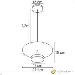 Luminária de Teto Pendente Slice Dourado-fosco Redondo Ø27cm Led 3000k Branco Quente Sobrepor - 5