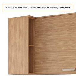 Armário Aéreo de Cozinha 100%mdf 94x52cm de Canto 1 Porta 2 Nichos Bella Mgm Móveis Freijó - 4