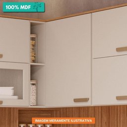 Armário Aéreo de Cozinha 100%mdf 94x52cm de Canto 1 Porta 2 Nichos Bella Mgm Móveis Freijó - 2