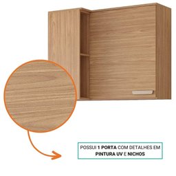 Armário Aéreo de Cozinha 100%mdf 94x52cm de Canto 1 Porta 2 Nichos Bella Mgm Móveis Freijó - 5