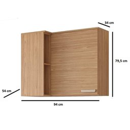 Armário Aéreo de Cozinha 100%mdf 94x52cm de Canto 1 Porta 2 Nichos Bella Mgm Móveis Freijó - 3