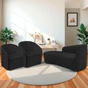 Ver imagem 2 de Kit Sofá Curvo França 140cm L.e e 2 Poltronas Luiza Max Conforto, Bouclé Preto