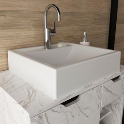 Cuba De Apoio P/Banheiro Em Marmore Sintetico Branca Branca - 2