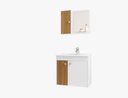 Ver imagem 4 de Conjunto Banheiro Munique Armário Superior + Gabinete Cuba:Branco/Naturale